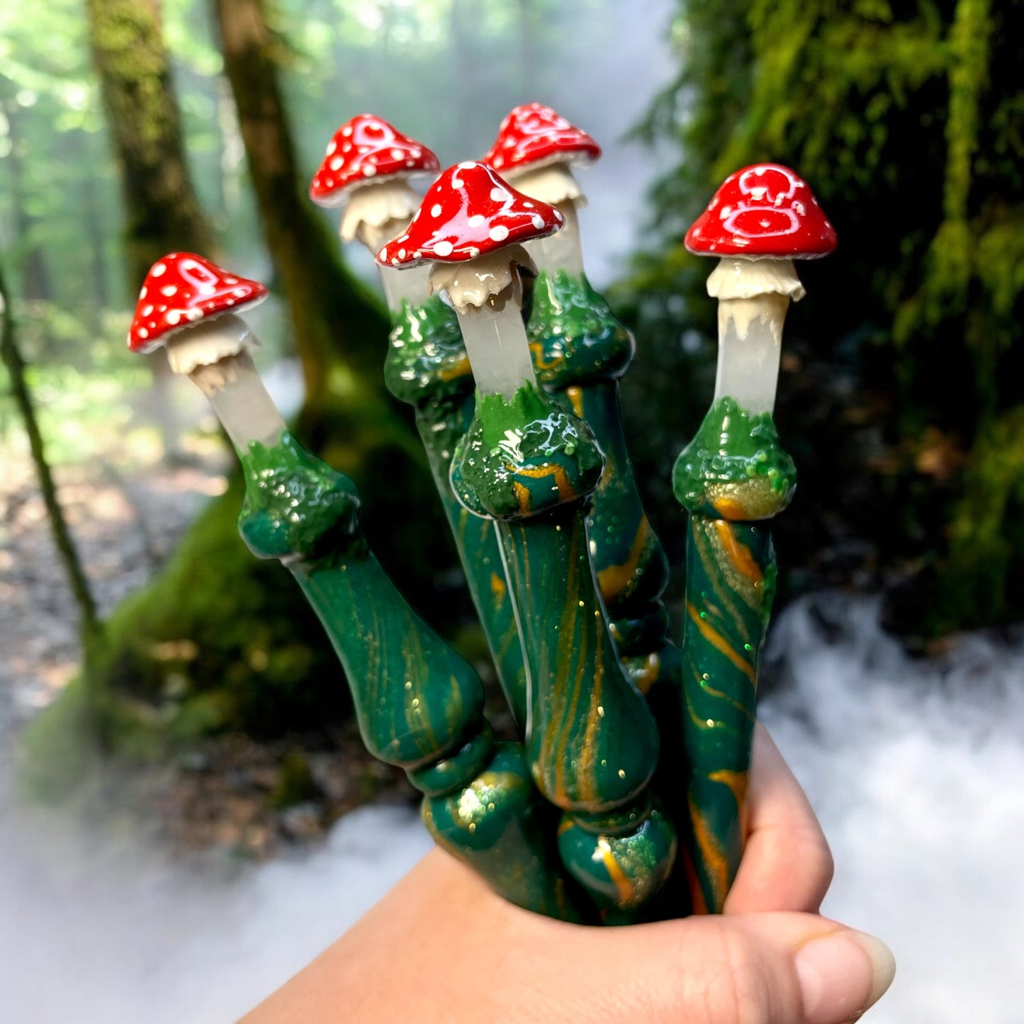 Mystical Quartz Mushroom Ready to Ship Ergonomic Crochet Hook