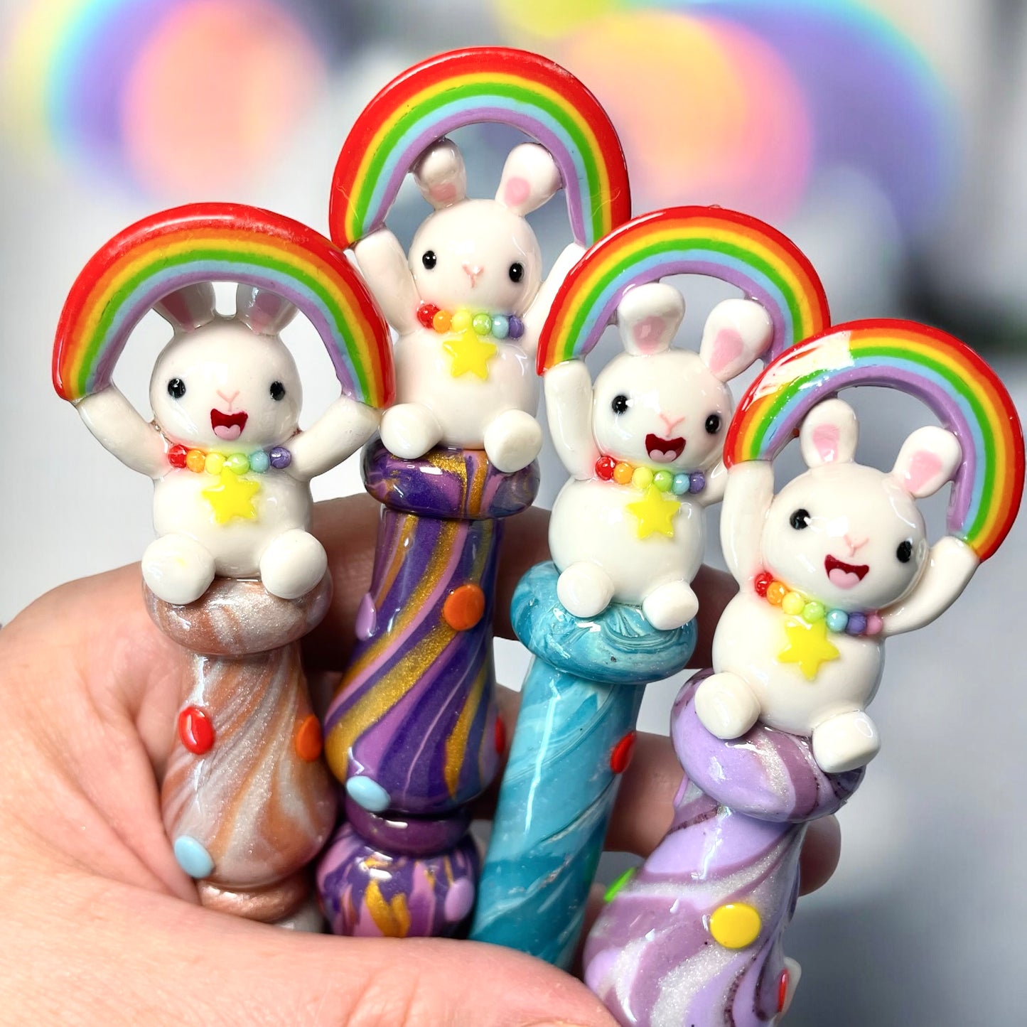 Rainbow Bunny Ready to Ship Ergonomic Crochet Hook