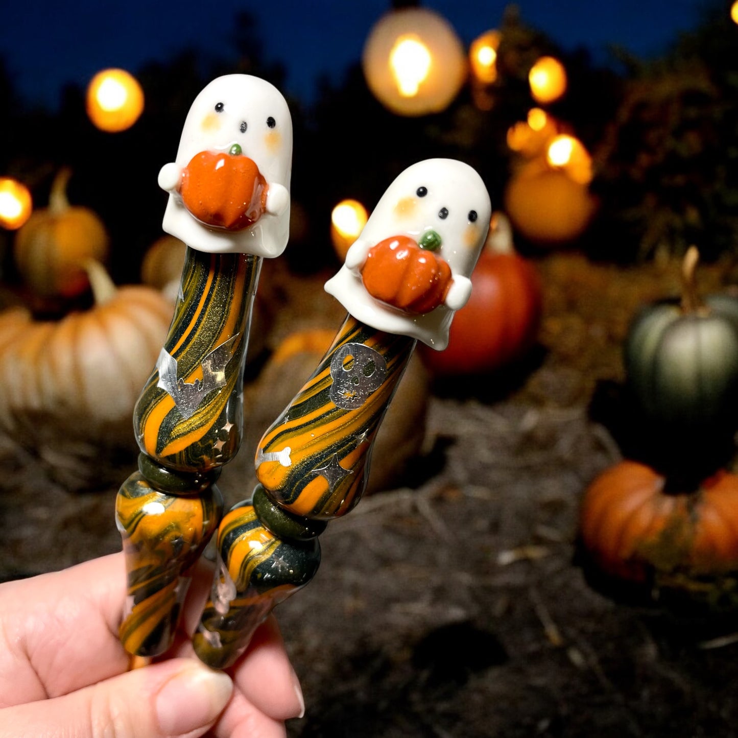 Pumpkin Ghost Ready to Ship Ergonomic Crochet Hook