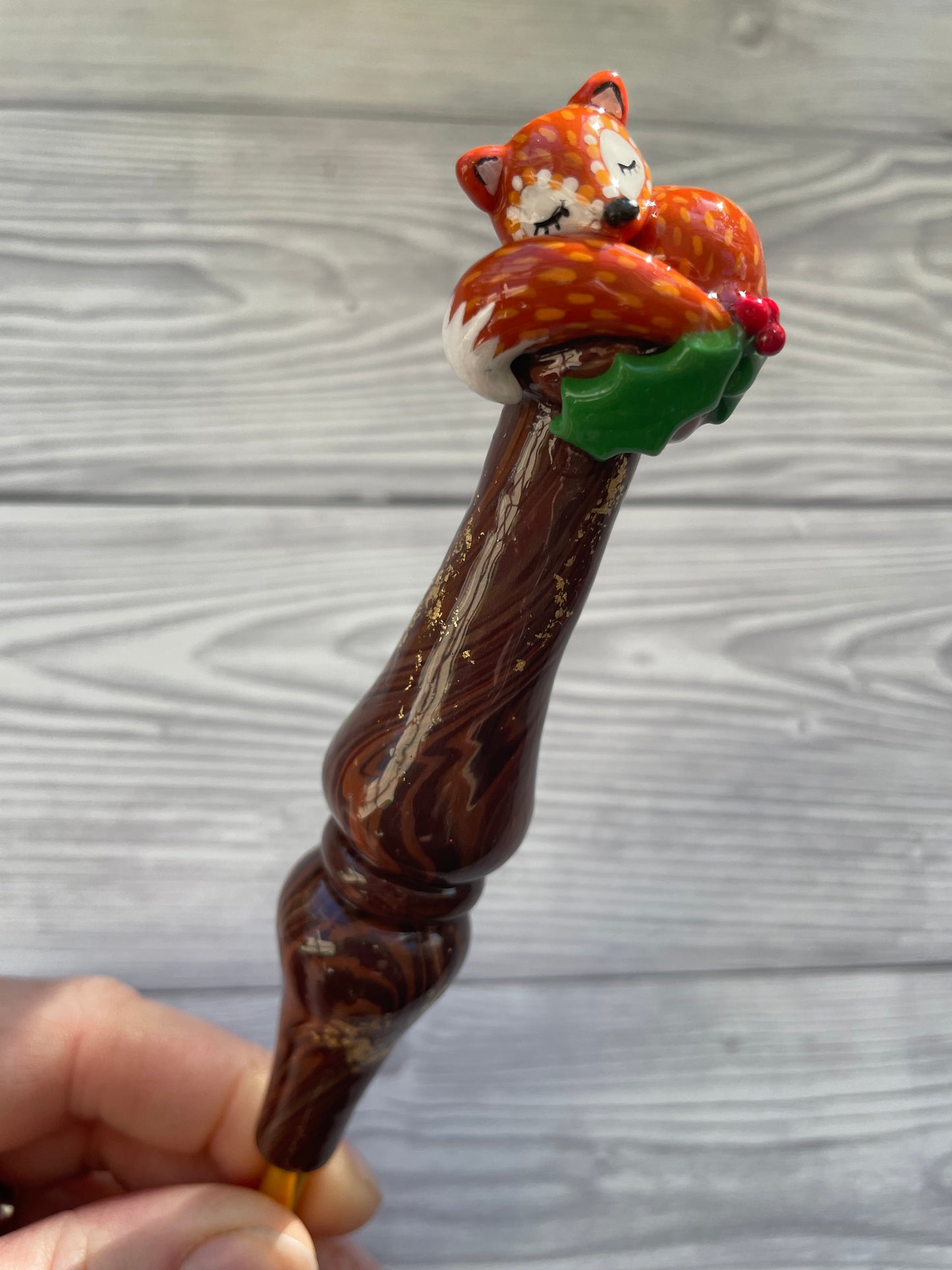 Sleepy Fox Ready To Ship Ergonomic Crochet Hook