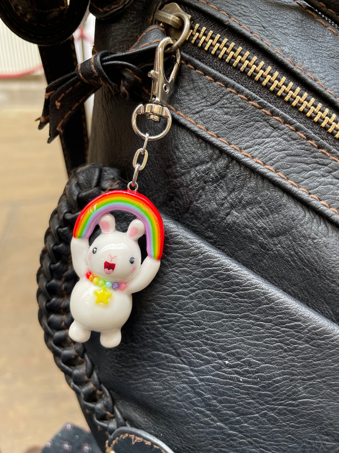 Rainbow Bunny Keychain