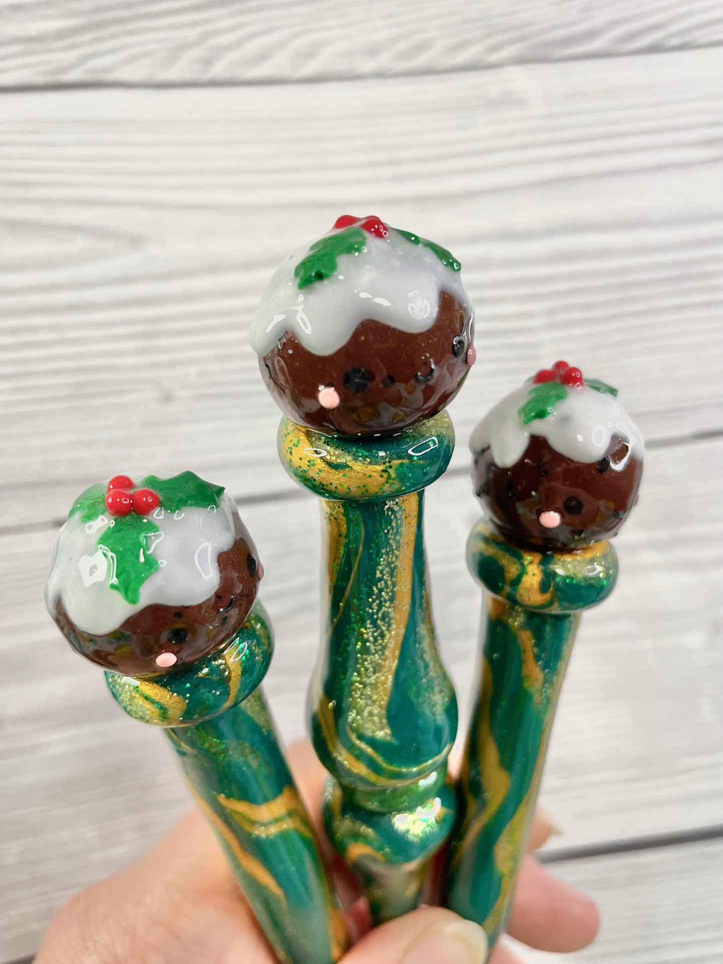 Happy Christmas Pudding Ready to Ship Ergonomic Crochet Hook
