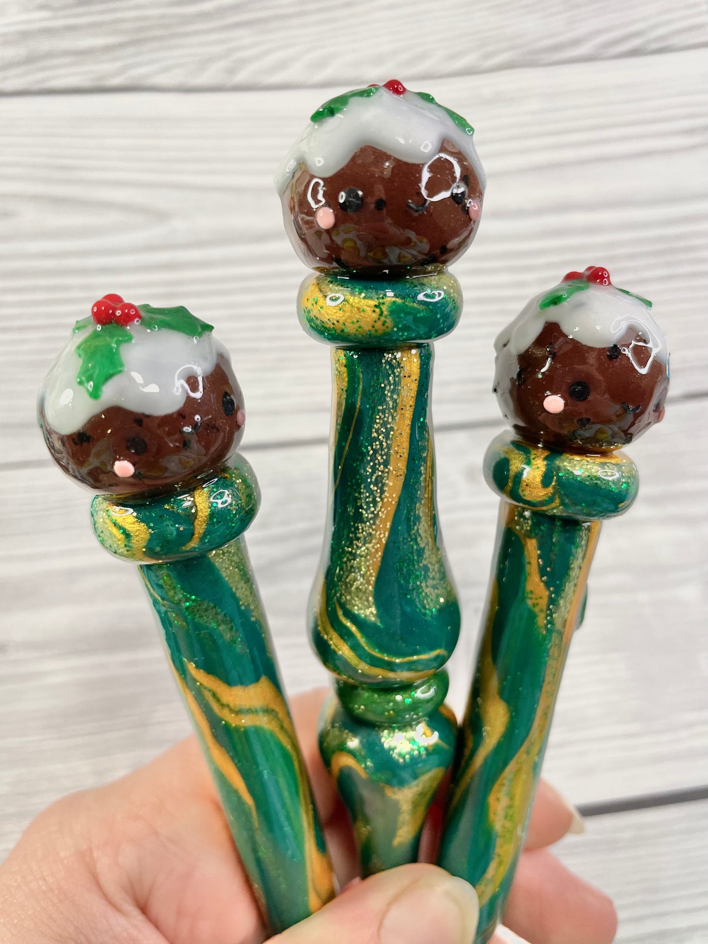 Happy Christmas Pudding Ready to Ship Ergonomic Crochet Hook