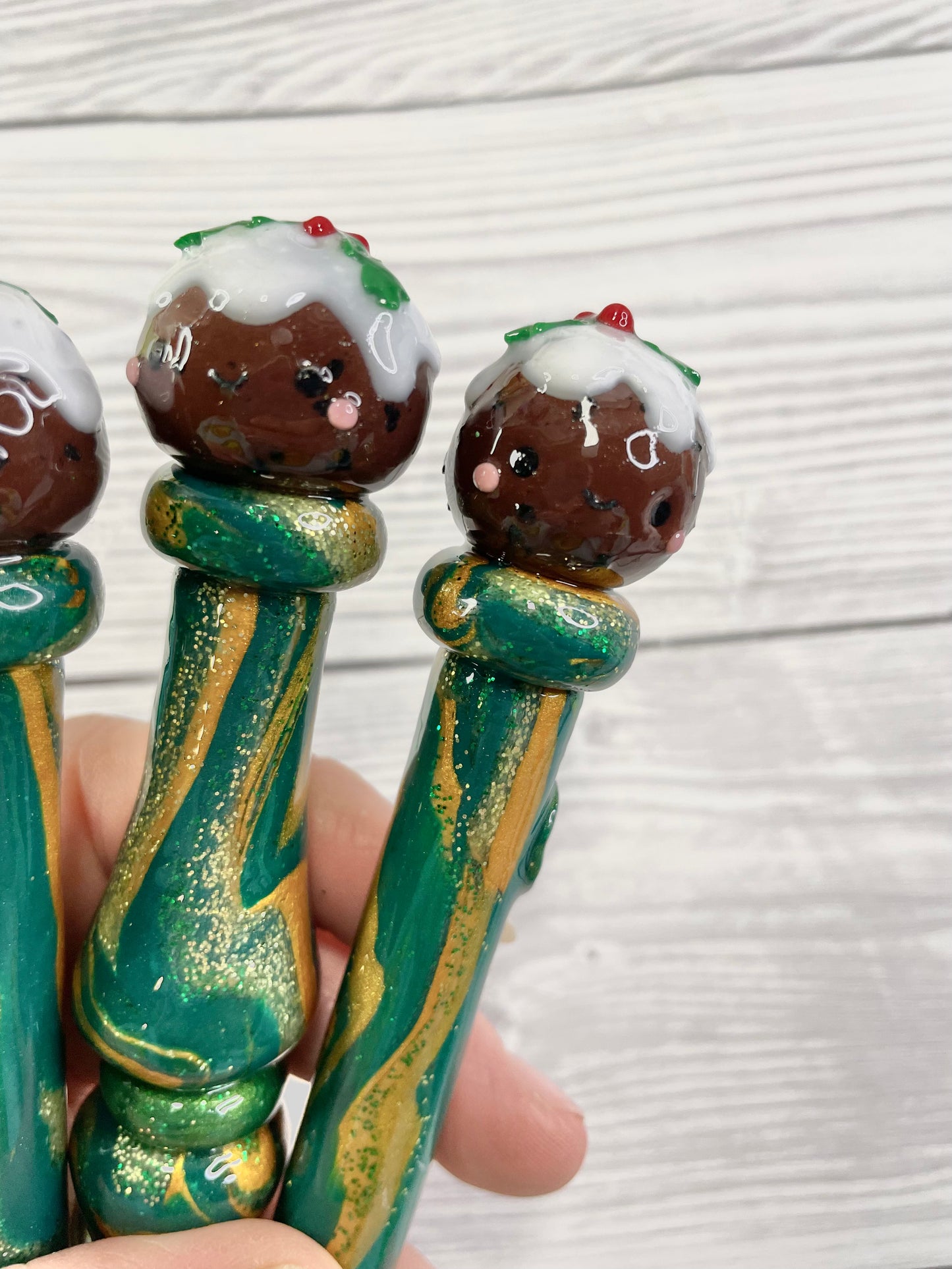 Happy Christmas Pudding Ready to Ship Ergonomic Crochet Hook