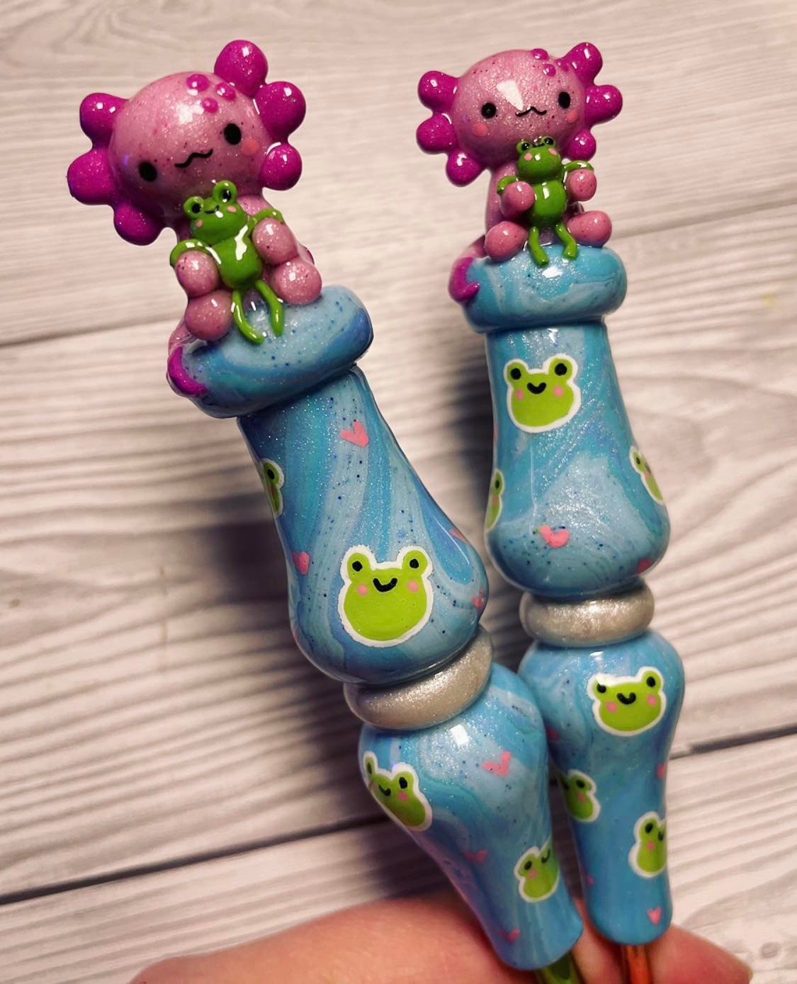 Axolotl Froggy Friends Ready to Ship Ergonomic Crochet Hook