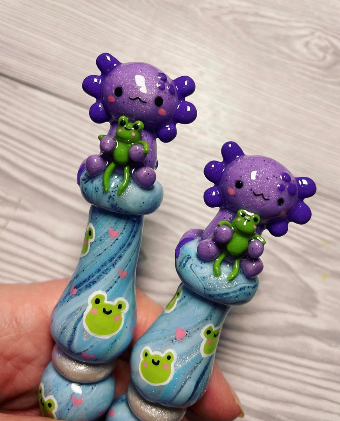 Axolotl Froggy Friends Ready to Ship Ergonomic Crochet Hook