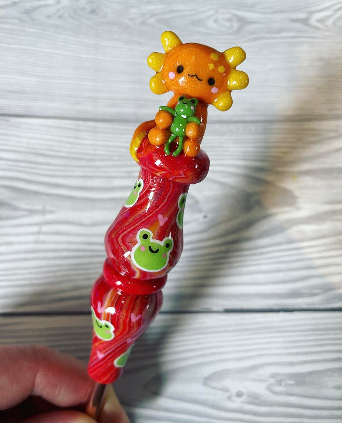 Axolotl Froggy Friends Ready to Ship Ergonomic Crochet Hook