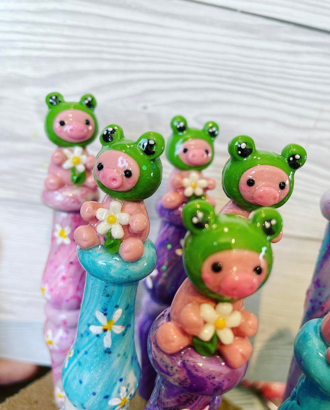 Frog Hat Piggy Ready to Ship Ergonomic Crochet Hook