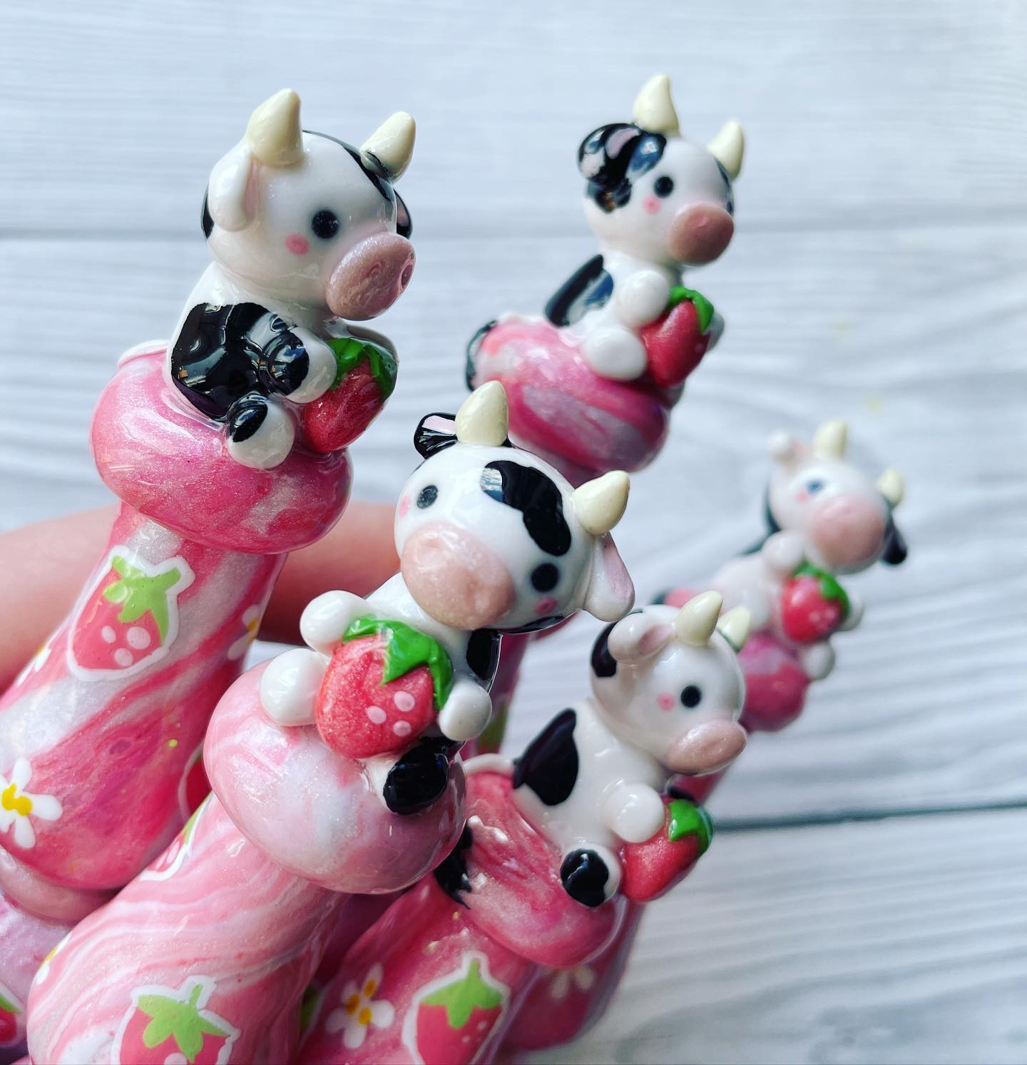 Strawberry Cow Ready to Ship Ergonomic Crochet Hook