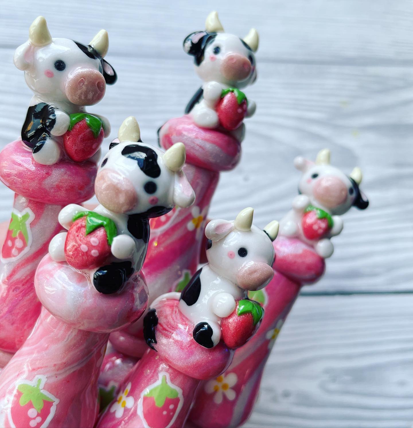 Strawberry Cow Ready to Ship Ergonomic Crochet Hook
