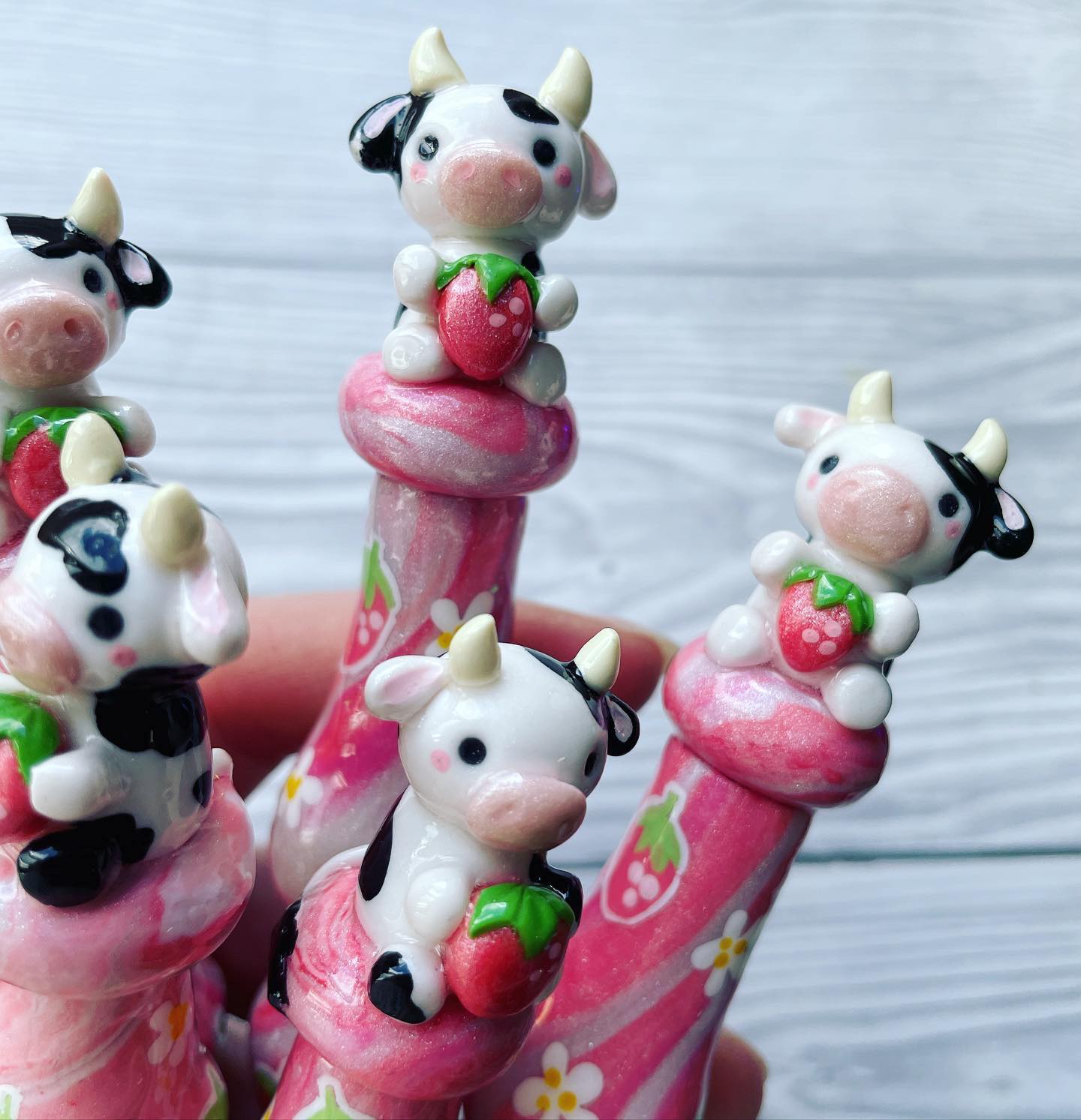 Strawberry Cow Ready to Ship Ergonomic Crochet Hook