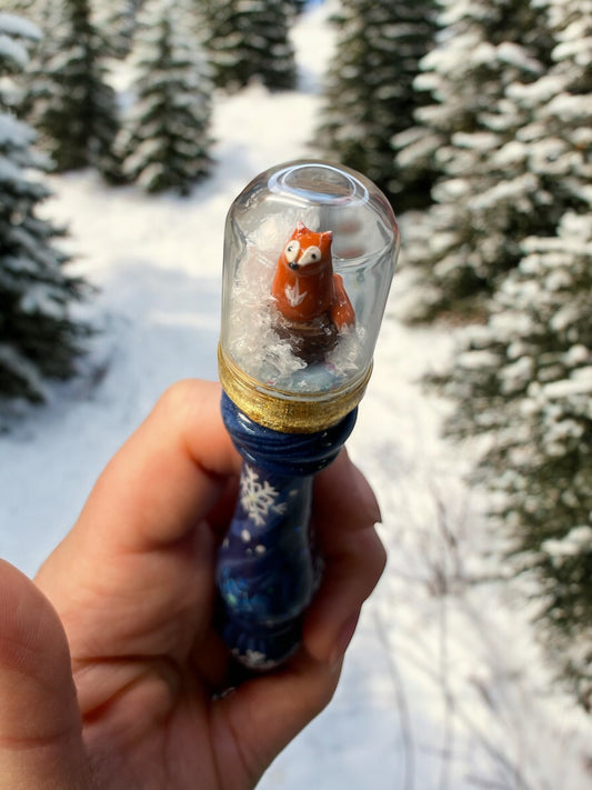 Snow Globe Fox Ready To Ship Ergonomic Crochet Hook