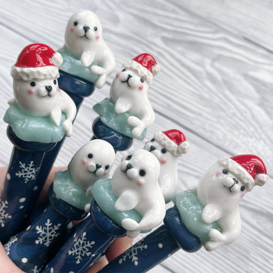 Christmas Seal Ready to Ship Ergonomic Crochet Hook