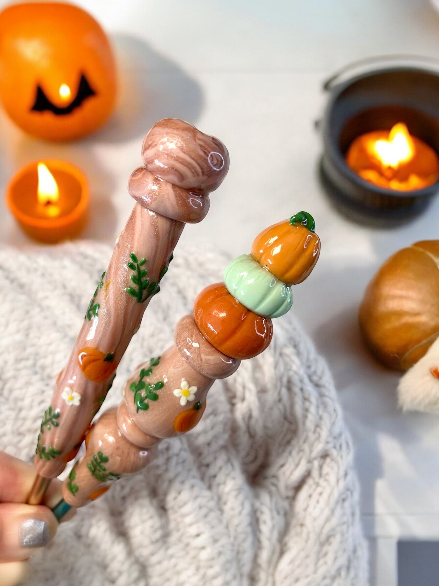 Cosy Pumpkins Halloween Ready to Ship Ergonomic Crochet Hook