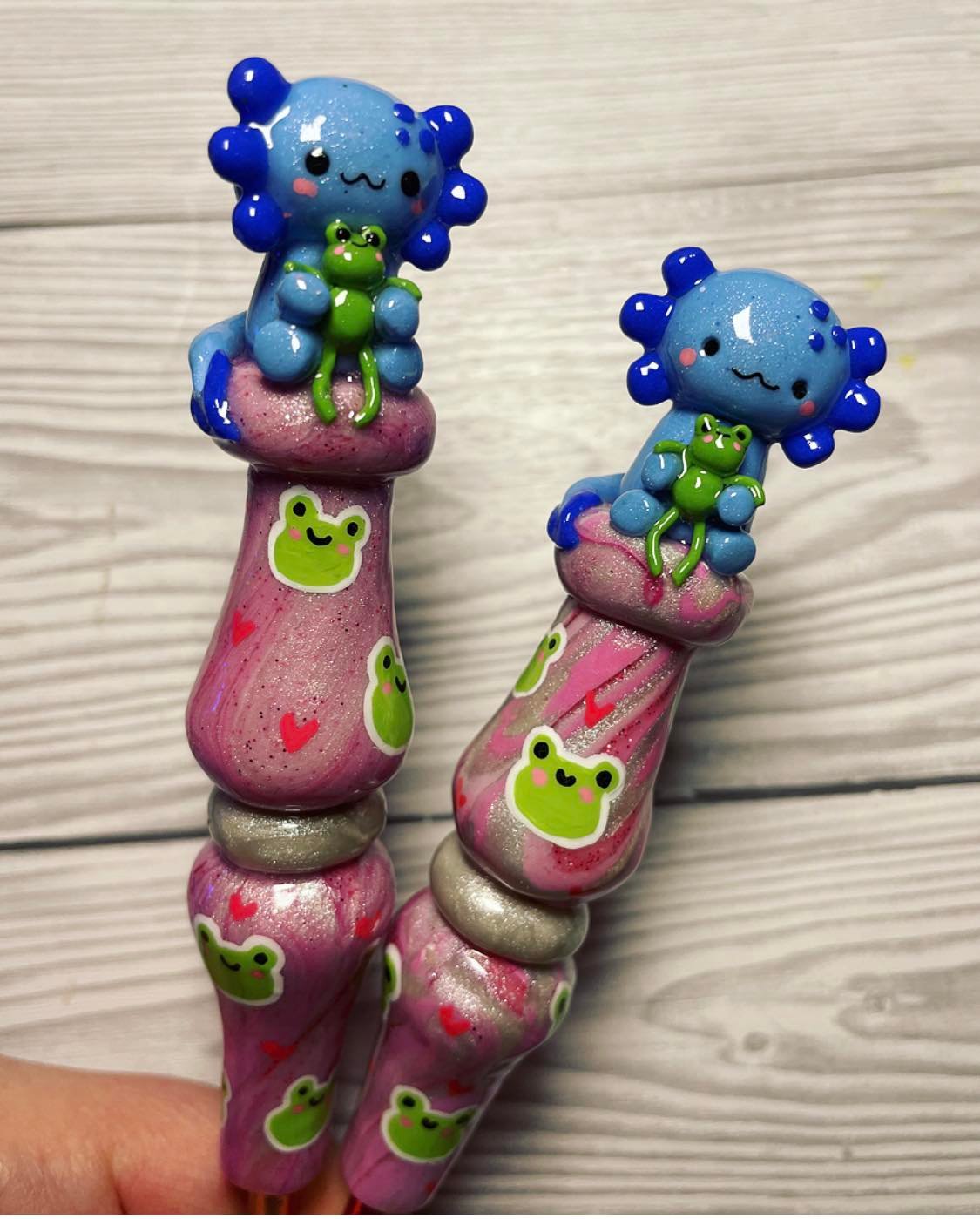 Axolotl Froggy Friends Ready to Ship Ergonomic Crochet Hook