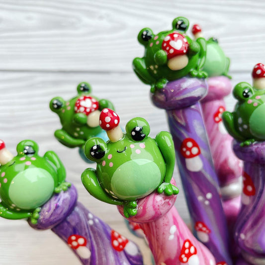 Mushroom Froggy Ready to Ship Ergonomic Crochet Hook