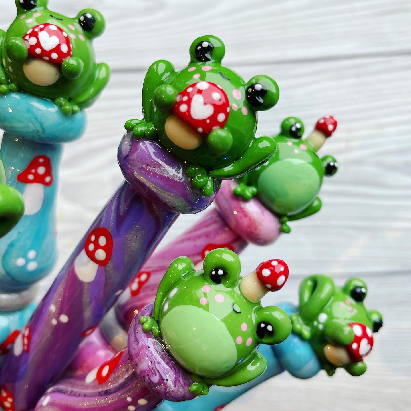 Mushroom Froggy Ready to Ship Ergonomic Crochet Hook