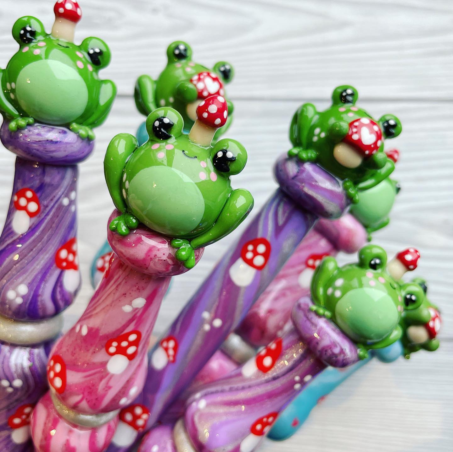 Mushroom Froggy Ready to Ship Ergonomic Crochet Hook